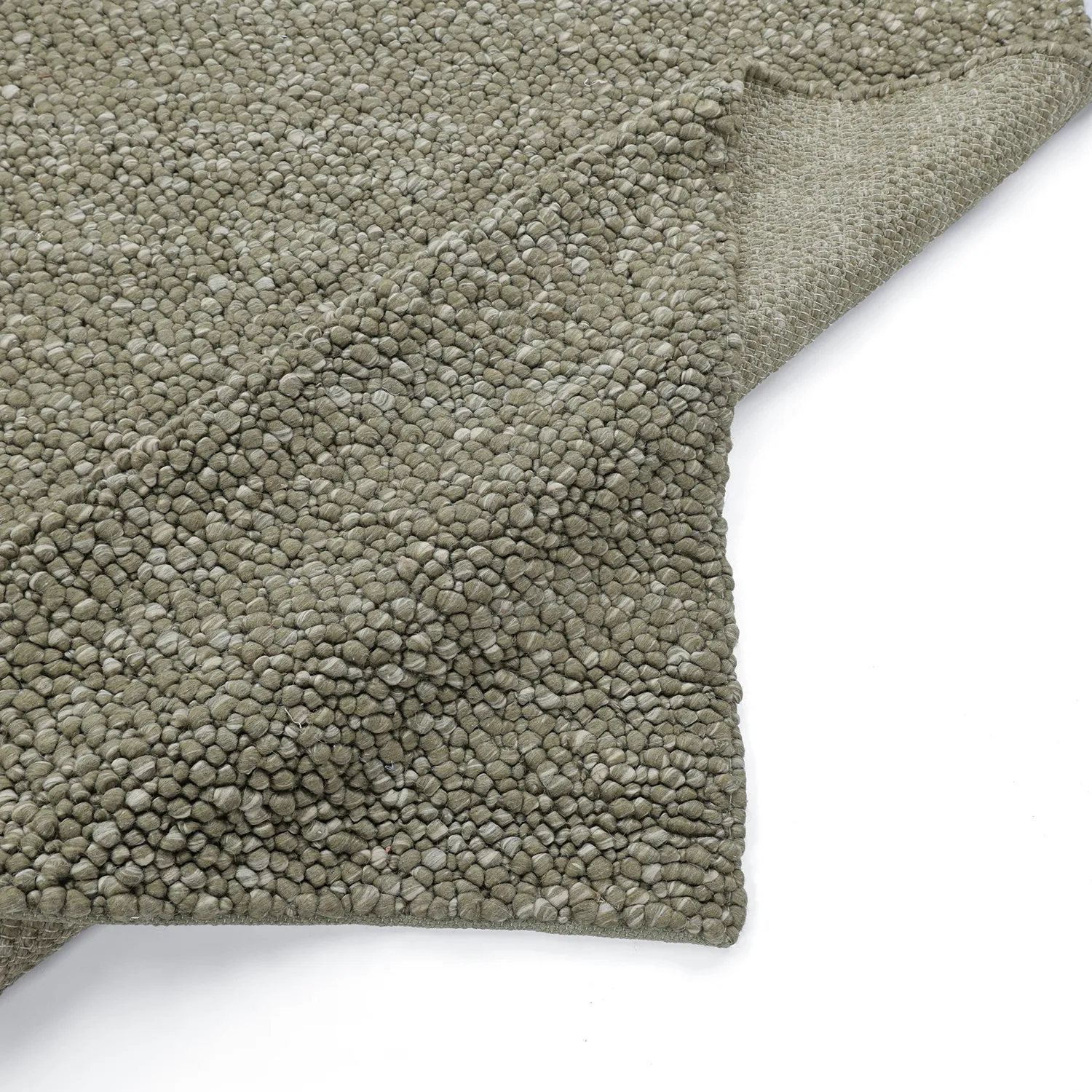 Tapete de lã - Sala Irregular Wool Bubble (verde musgo/mescla branca)