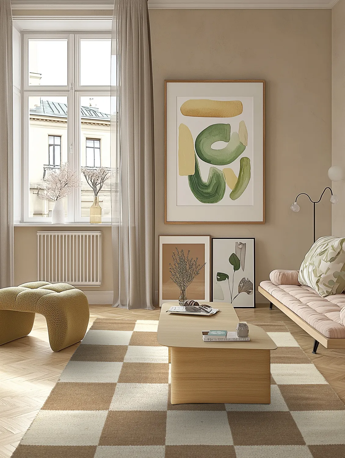 Tapete de lã - Scacco (marrom/bege)