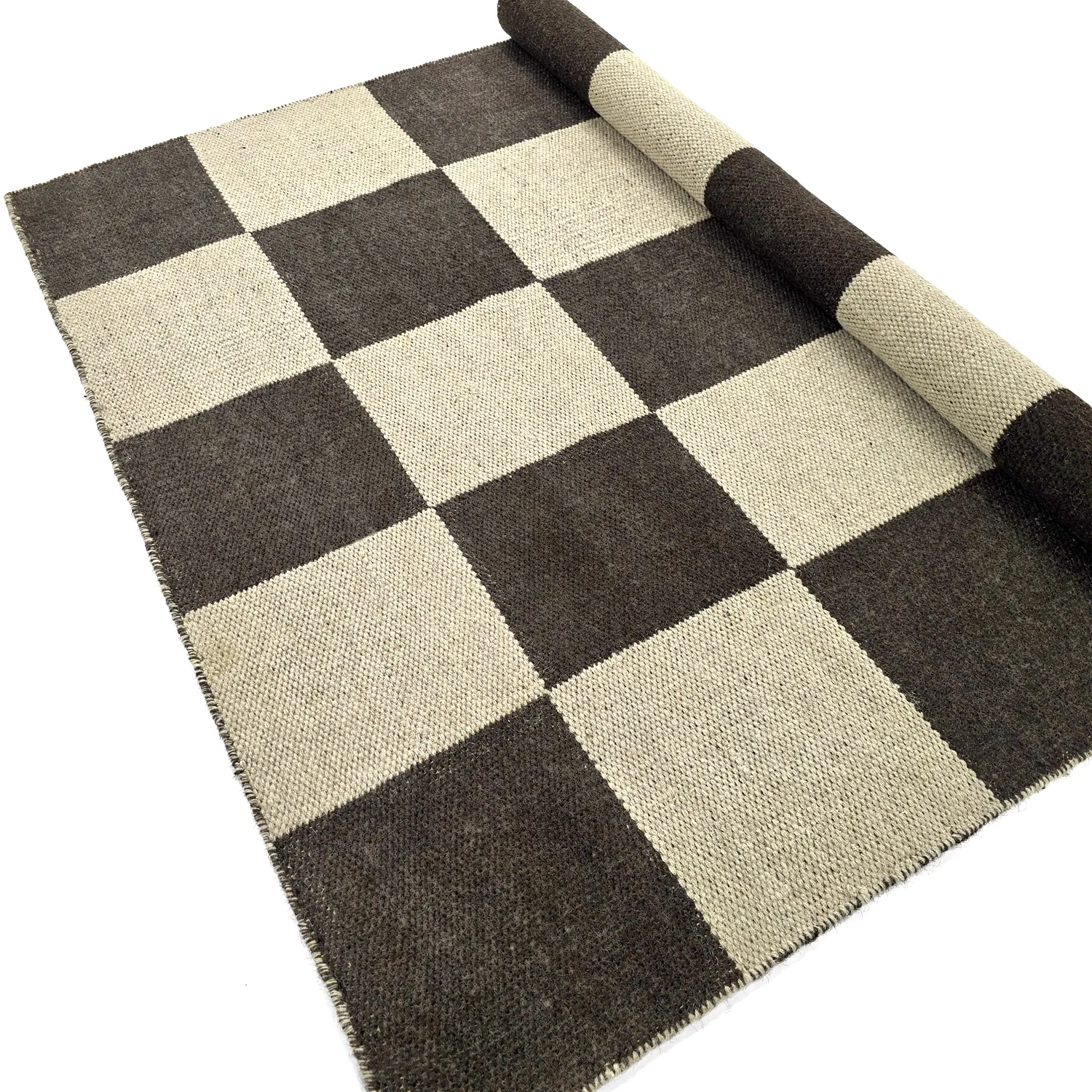 Tapete de lã - Scacco (preto/bege)