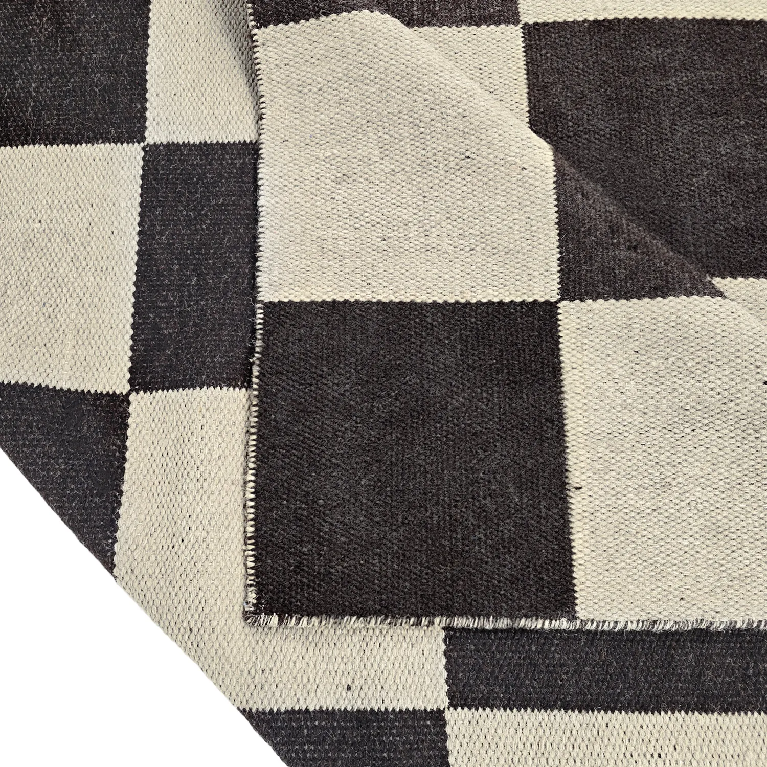 Tapete de lã - Scacco (preto/bege)