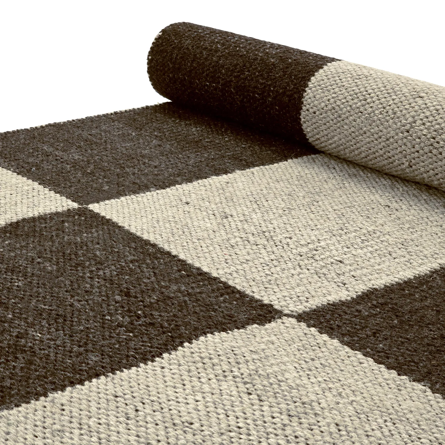 Tapete de lã - Scacco (preto/bege)