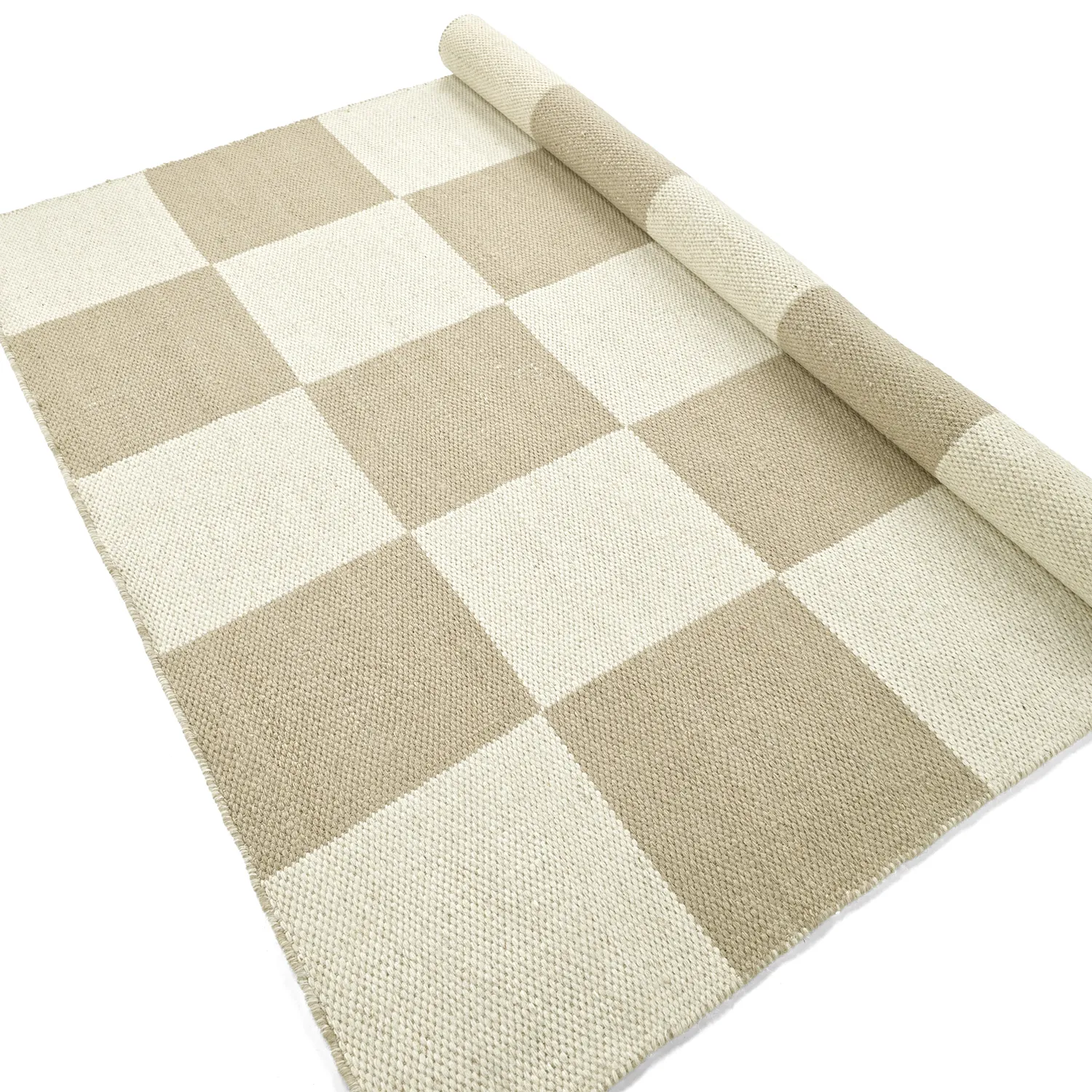 Tapete de lã - Scacco (branco/bege)