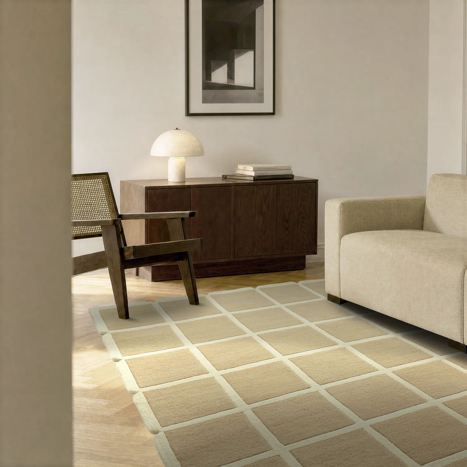 Tapete de lã - Syl Hand Tufted Wool Premium (bege/creme)