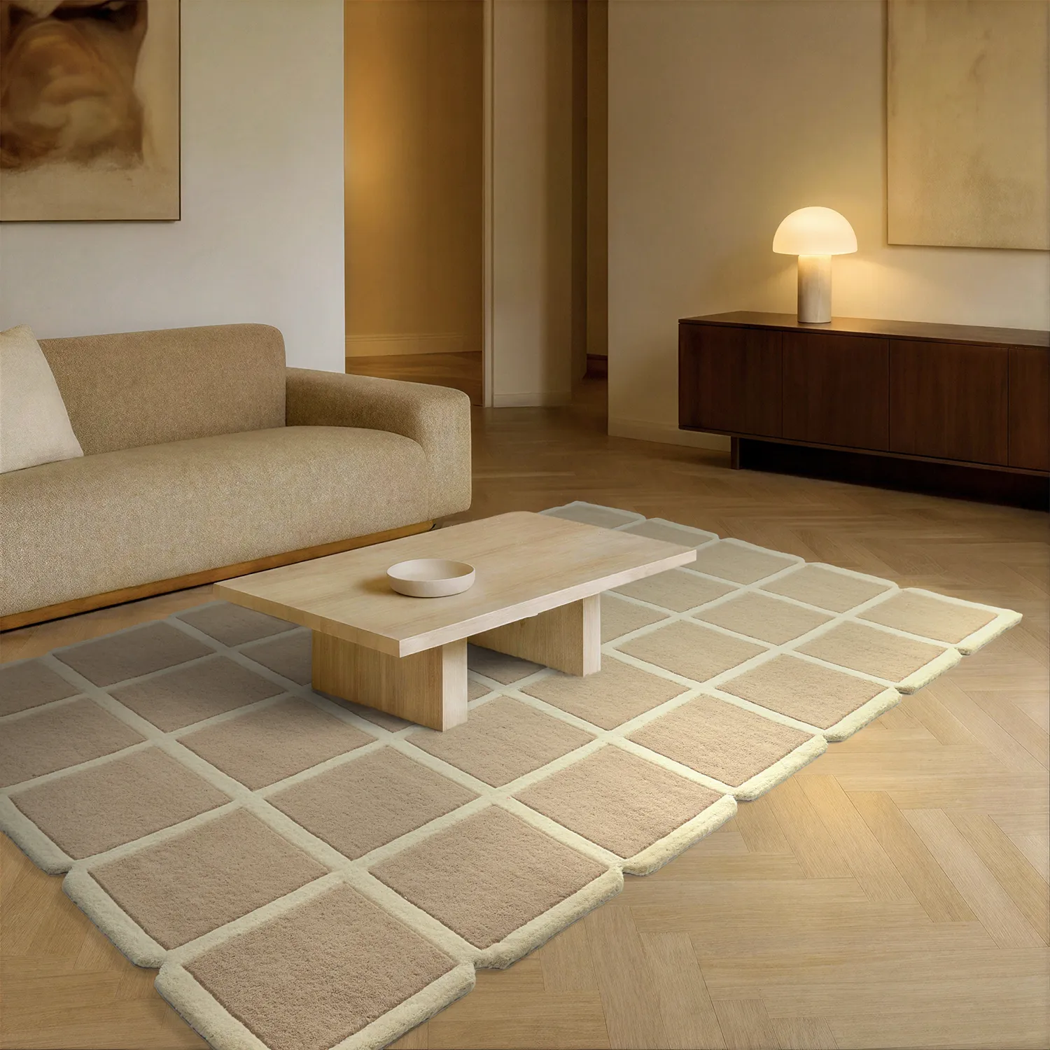 Tapete de lã - Syl Hand Tufted Wool Premium (bege/creme)