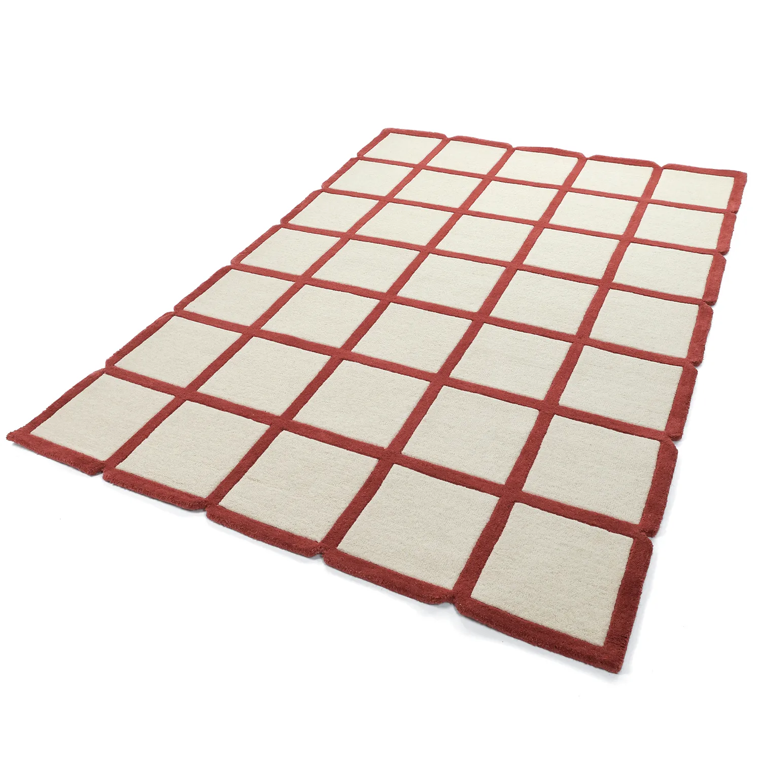 Tapete de lã - Syl Hand Tufted Wool Premium (vermelho/branco)