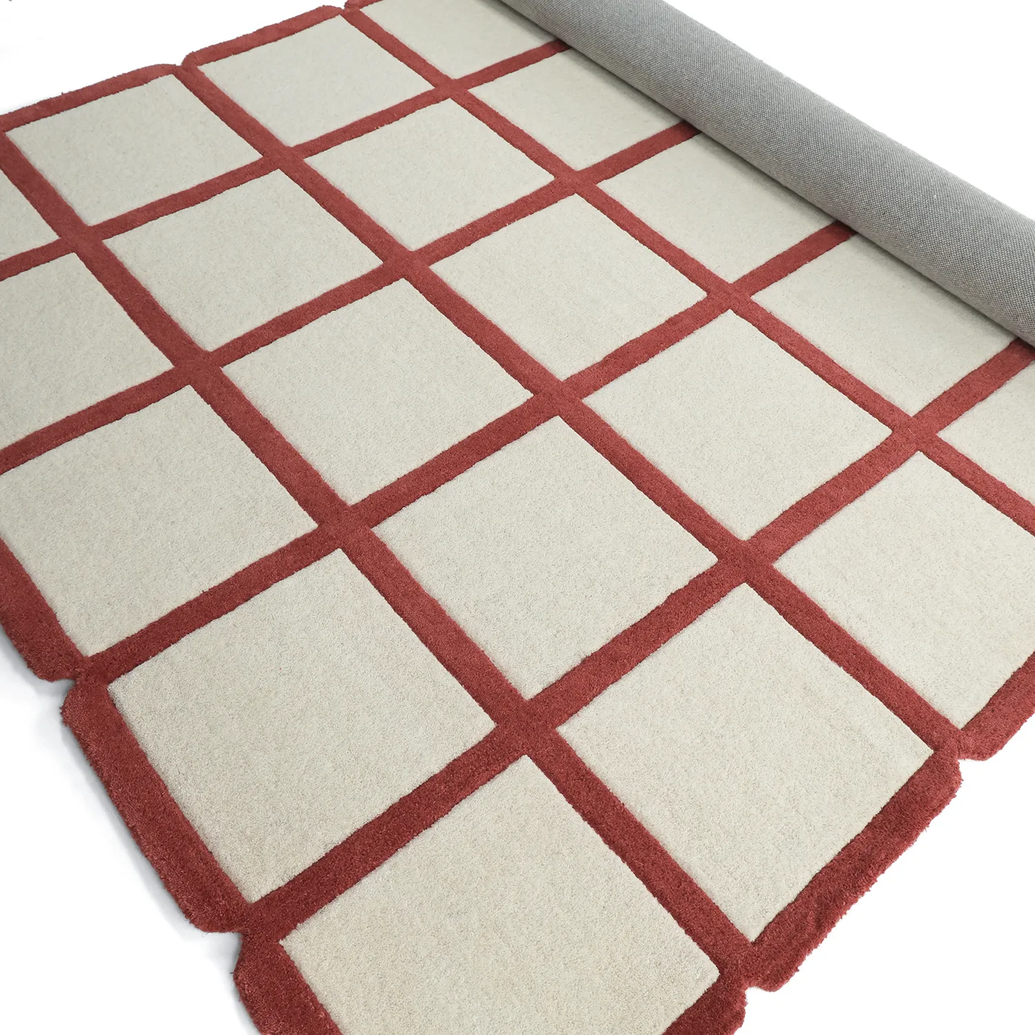 Tapete de lã - Syl Hand Tufted Wool Premium (vermelho/branco)