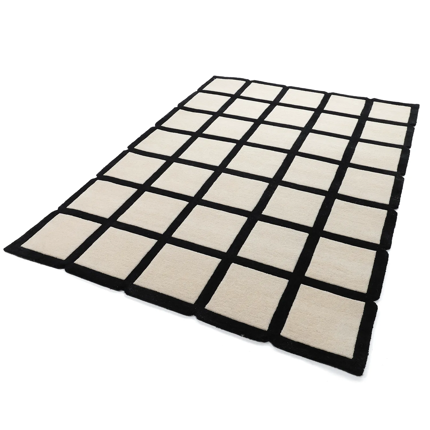 Tapete de lã - Syl Hand Tufted Wool Premium (preto/branco)