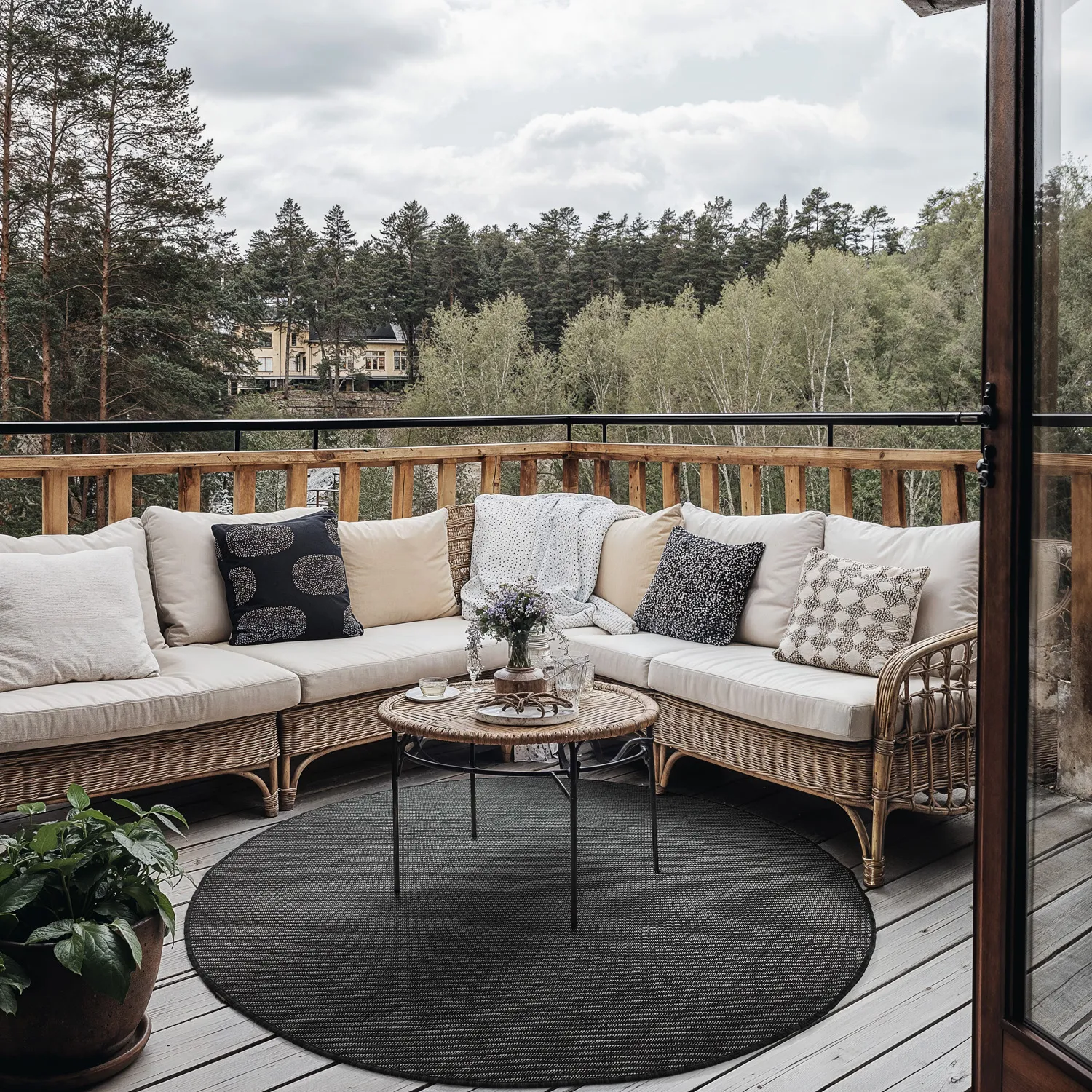 Tapete redondo - Indoor/Outdoor Bennett (preto)