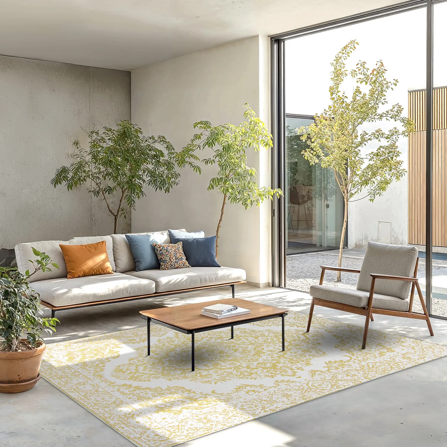 Tapete para interior e exterior - Boyd (amarelo)