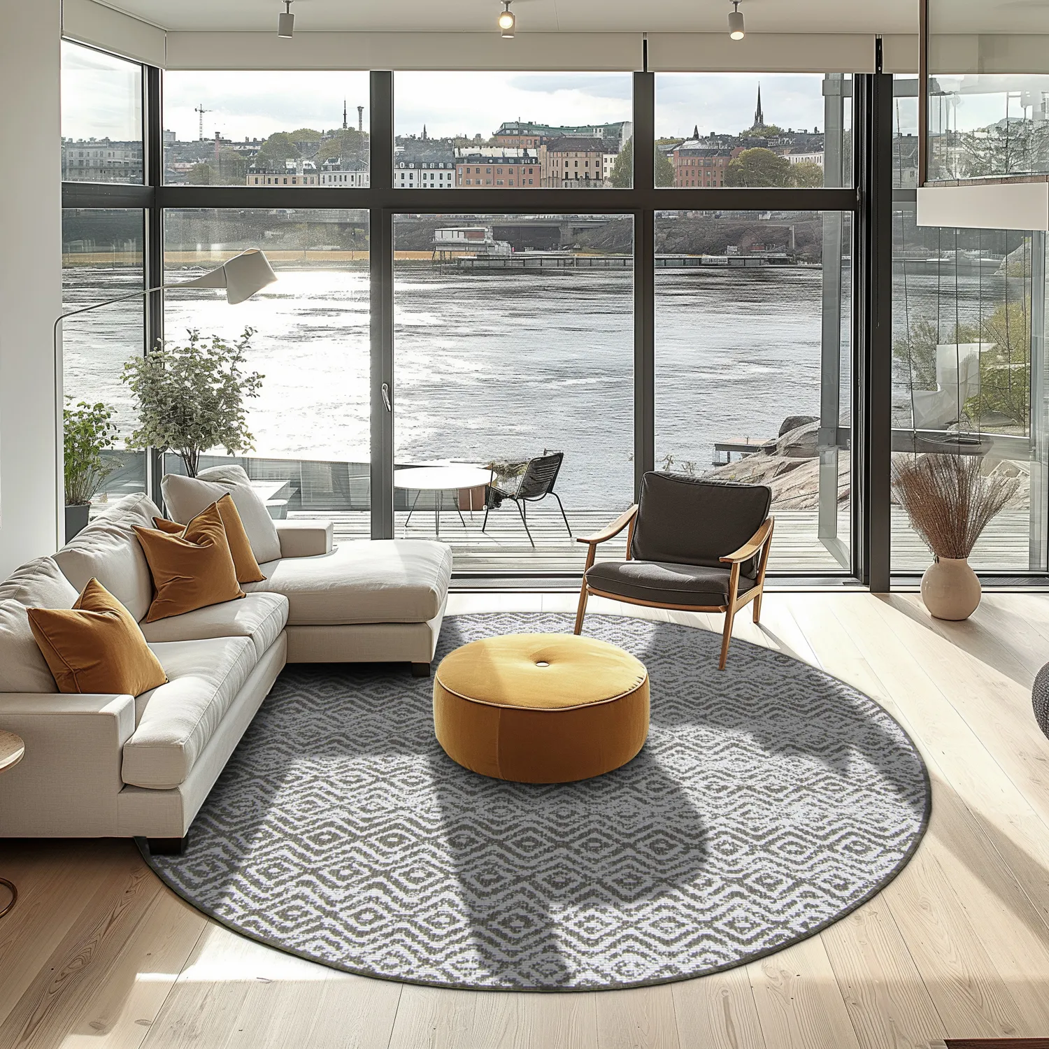 Tapete redondo - Harstad (marrom)