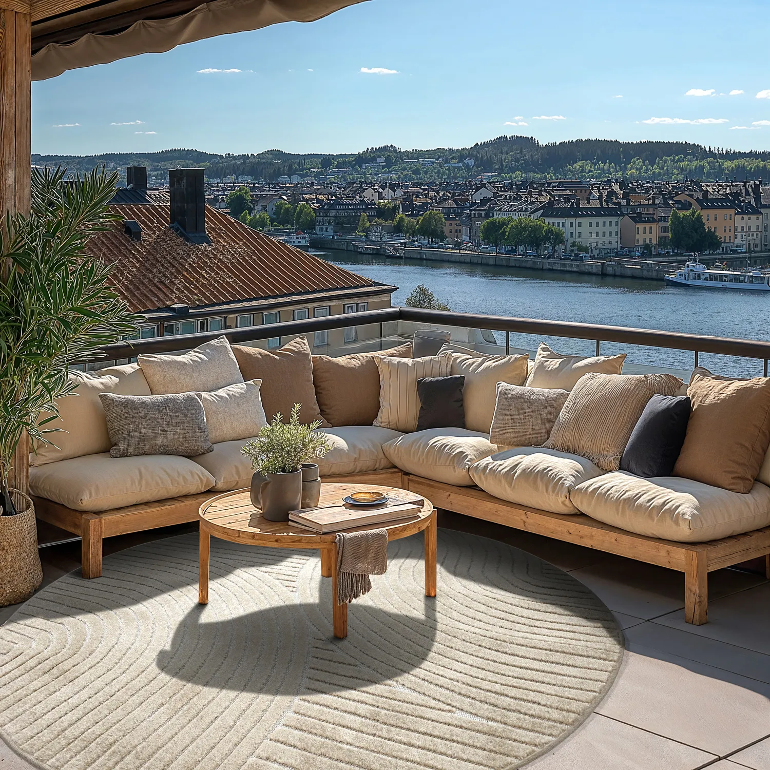 Tapete redondo - Indoor/Outdoor Devon (bege)