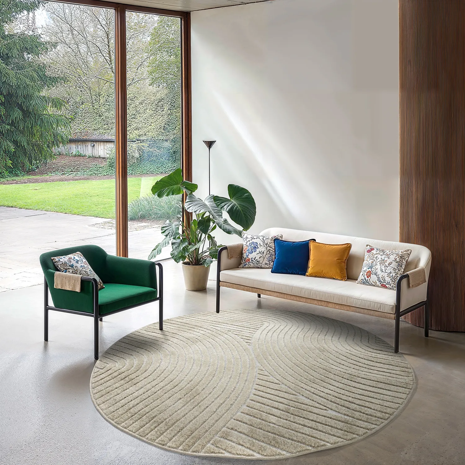 Tapete redondo - Indoor/Outdoor Devon (bege)