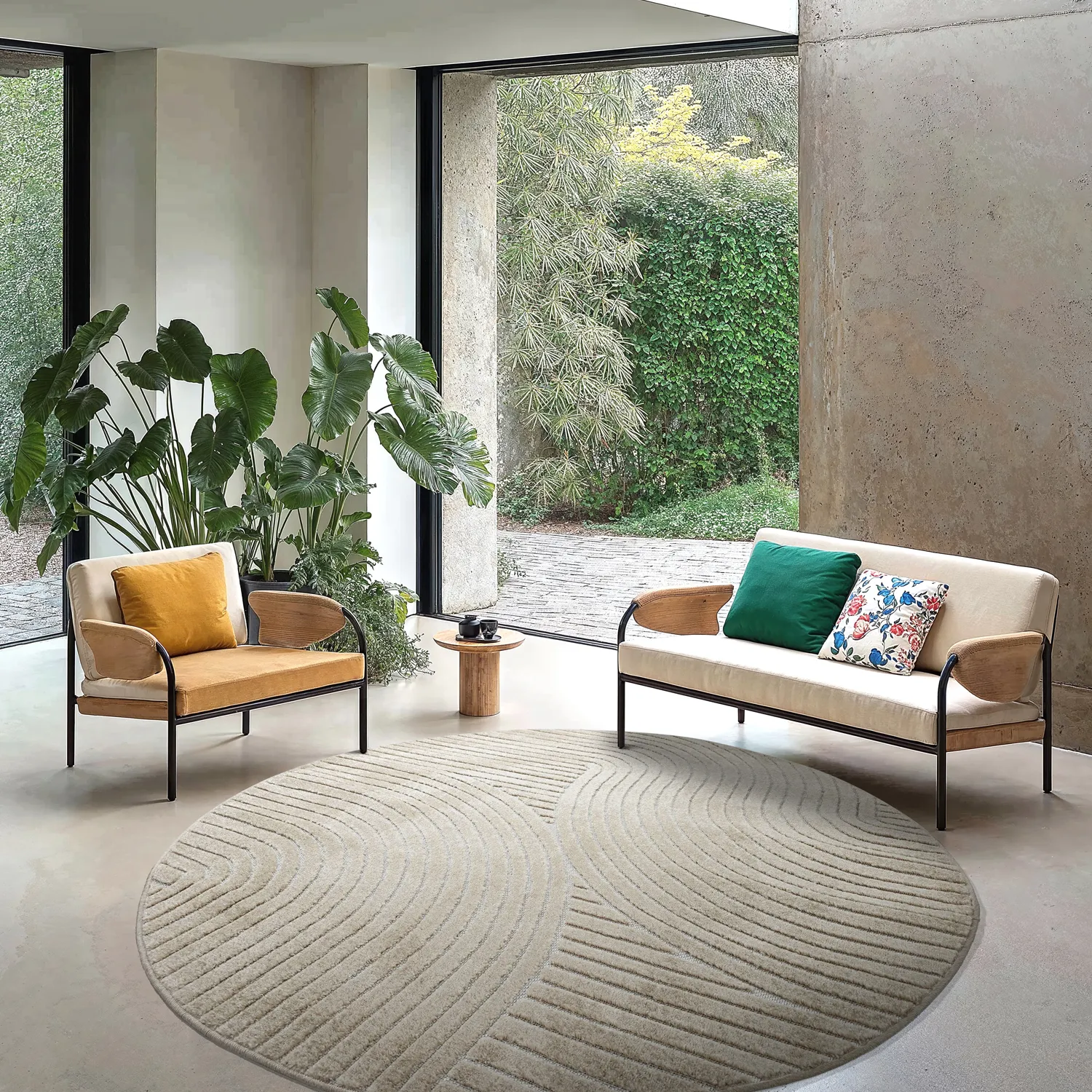 Tapete redondo - Indoor/Outdoor Devon (bege)