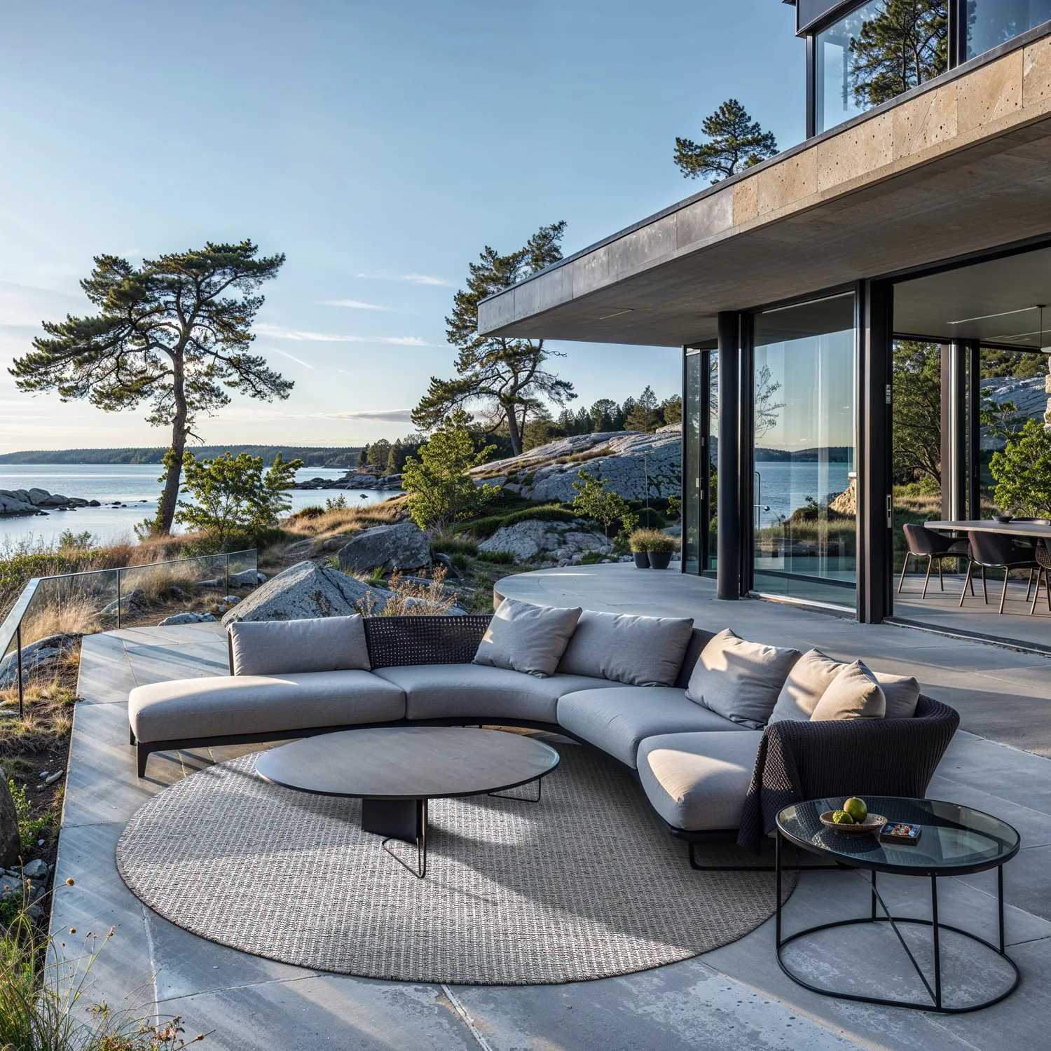 Tapete redondo - Bergen (prata)