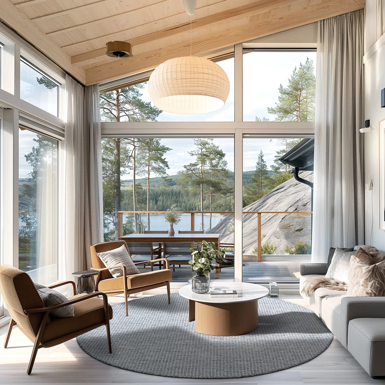 Tapete redondo - Bergen (prata)