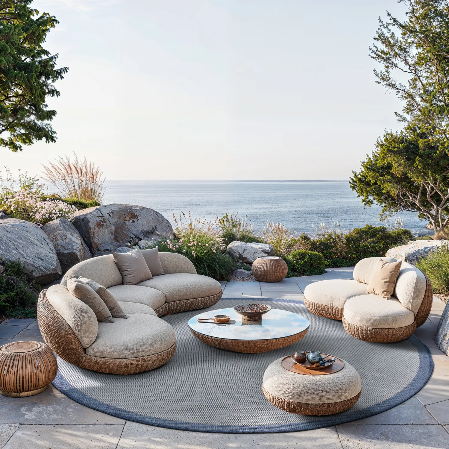 Tapete redondo - Sortelha (azul)