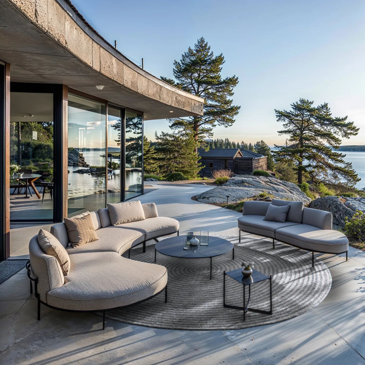 Tapete redondo - Ferragudo (cinza)