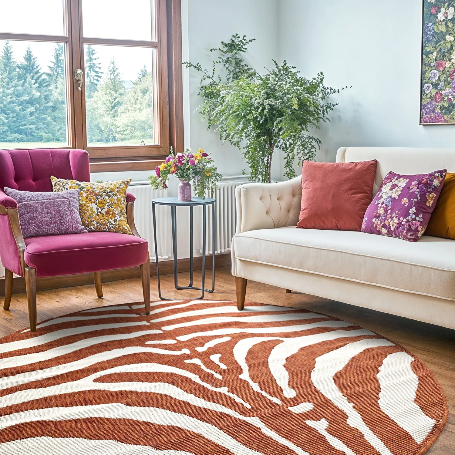 Tapete redondo - Indoor/Outdoor Winona (laranja)