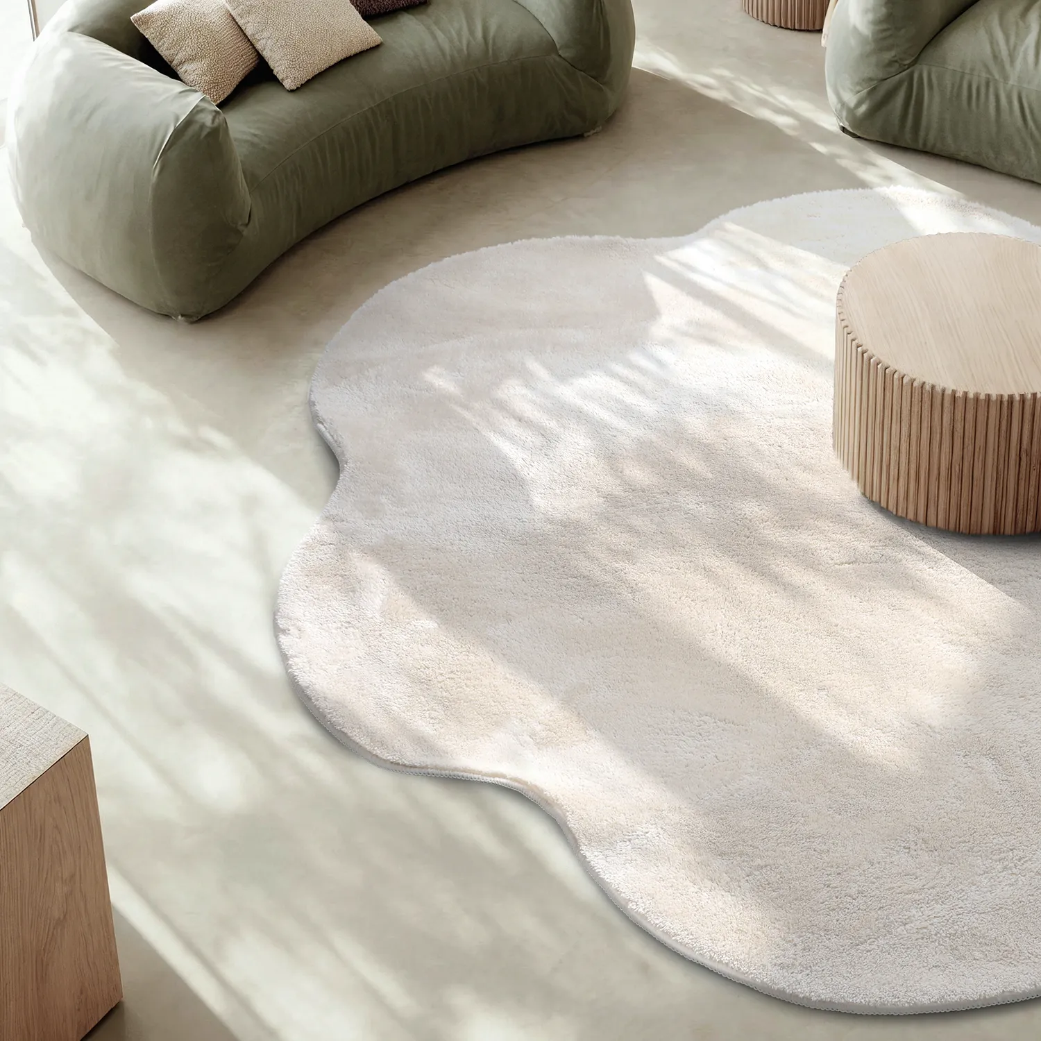 Tapete Redondo Ondulado - Aranga Super Soft Fur (bege)