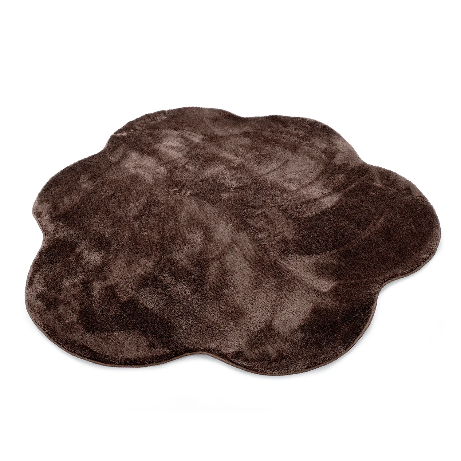 Tapete Redondo Ondulado - Aranga Super Soft Fur (marrom escuro)