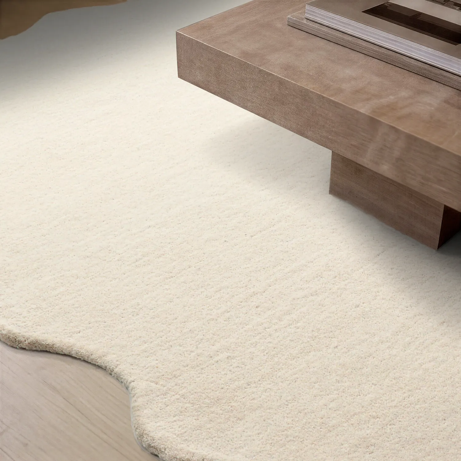 Tapete de lã ondulado - Diu Hand Tufted Wool Premium (creme)
