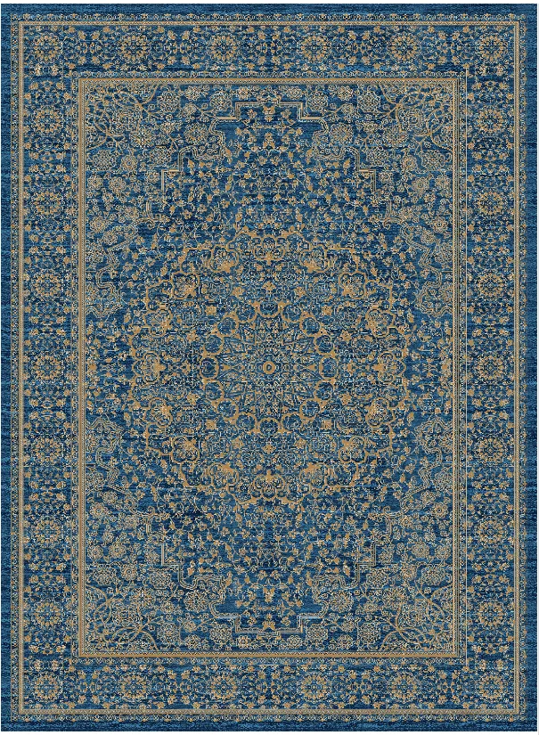 Tapete Wilton - Vinadio (azul/dourado)