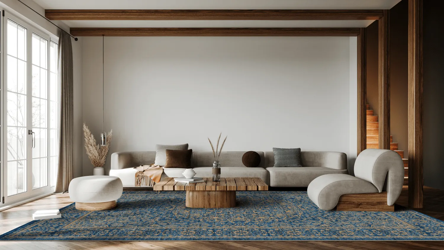 Tapete Wilton - Vinadio (azul/dourado)