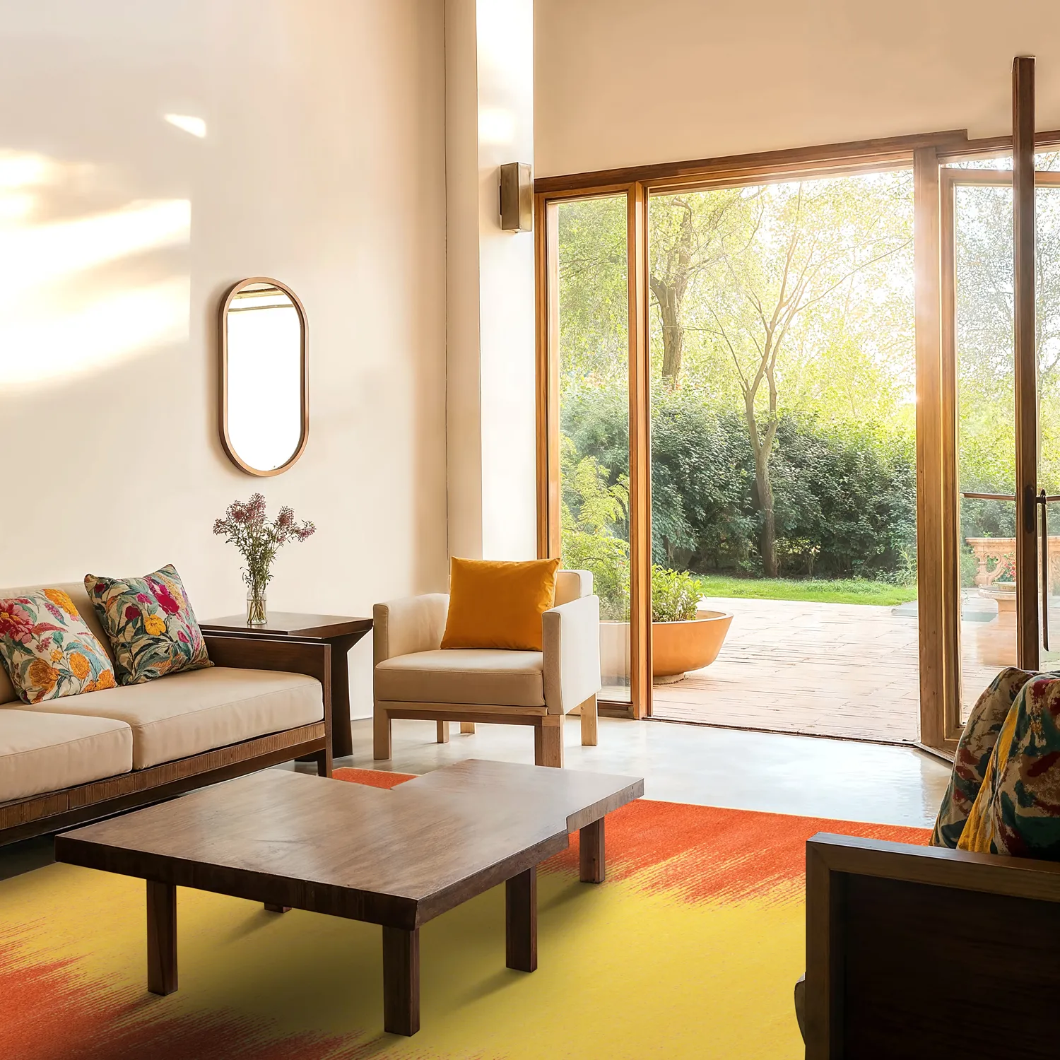 Tapete Wilton - Cara (laranja/amarelo)