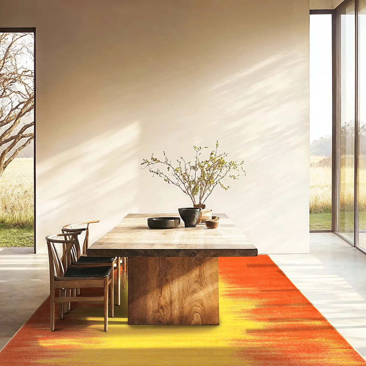 Tapete Wilton - Cara (laranja/amarelo)