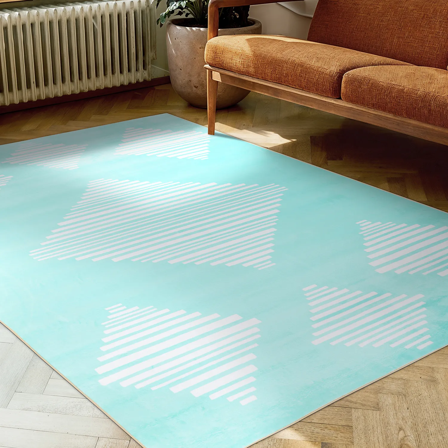 Tapete Wilton - Carmen (azul claro/branco)