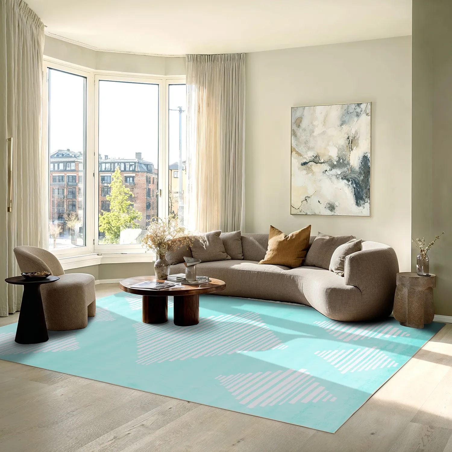 Tapete Wilton - Carmen (azul claro/branco)