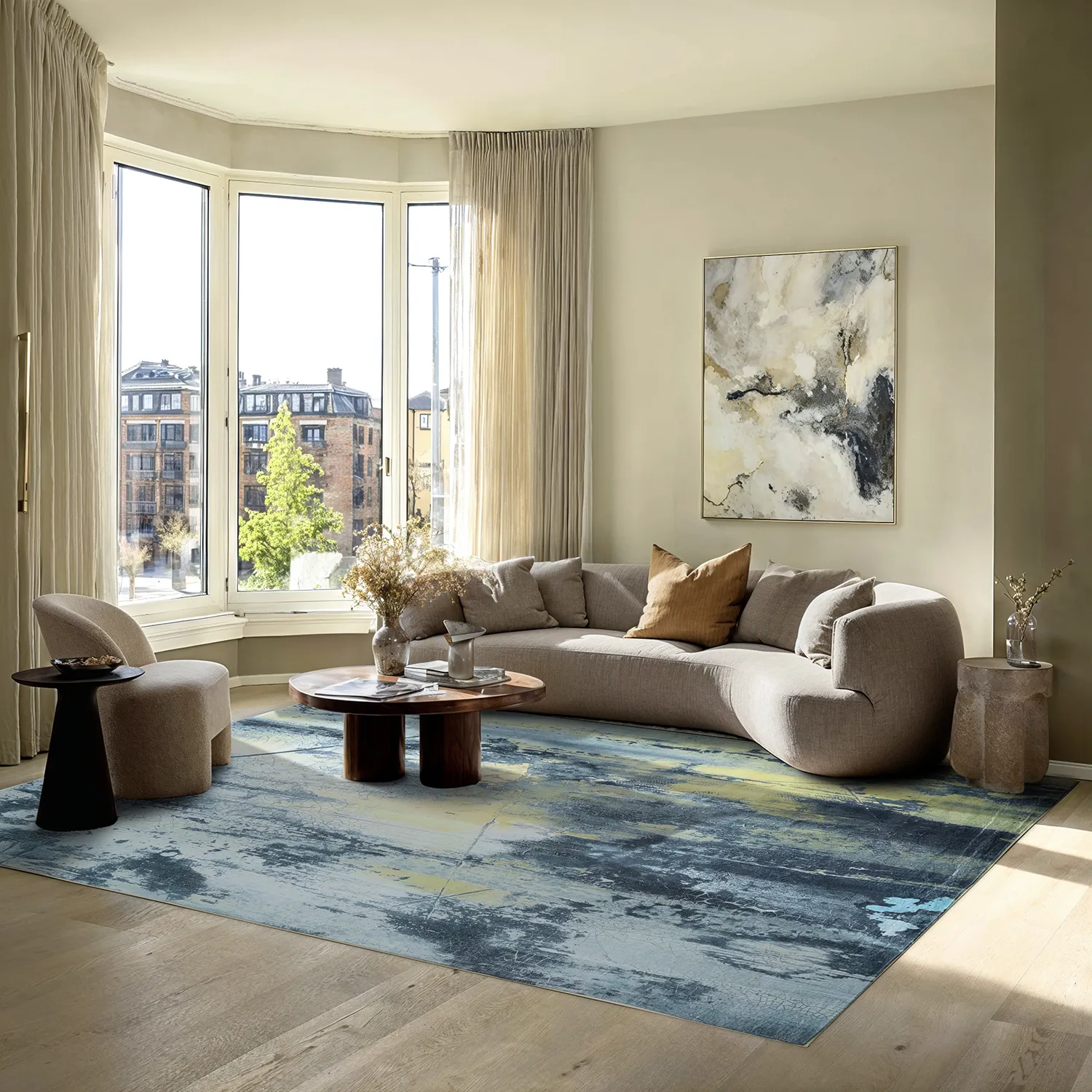 Tapete Wilton - Dolmio (preto/amarelo)