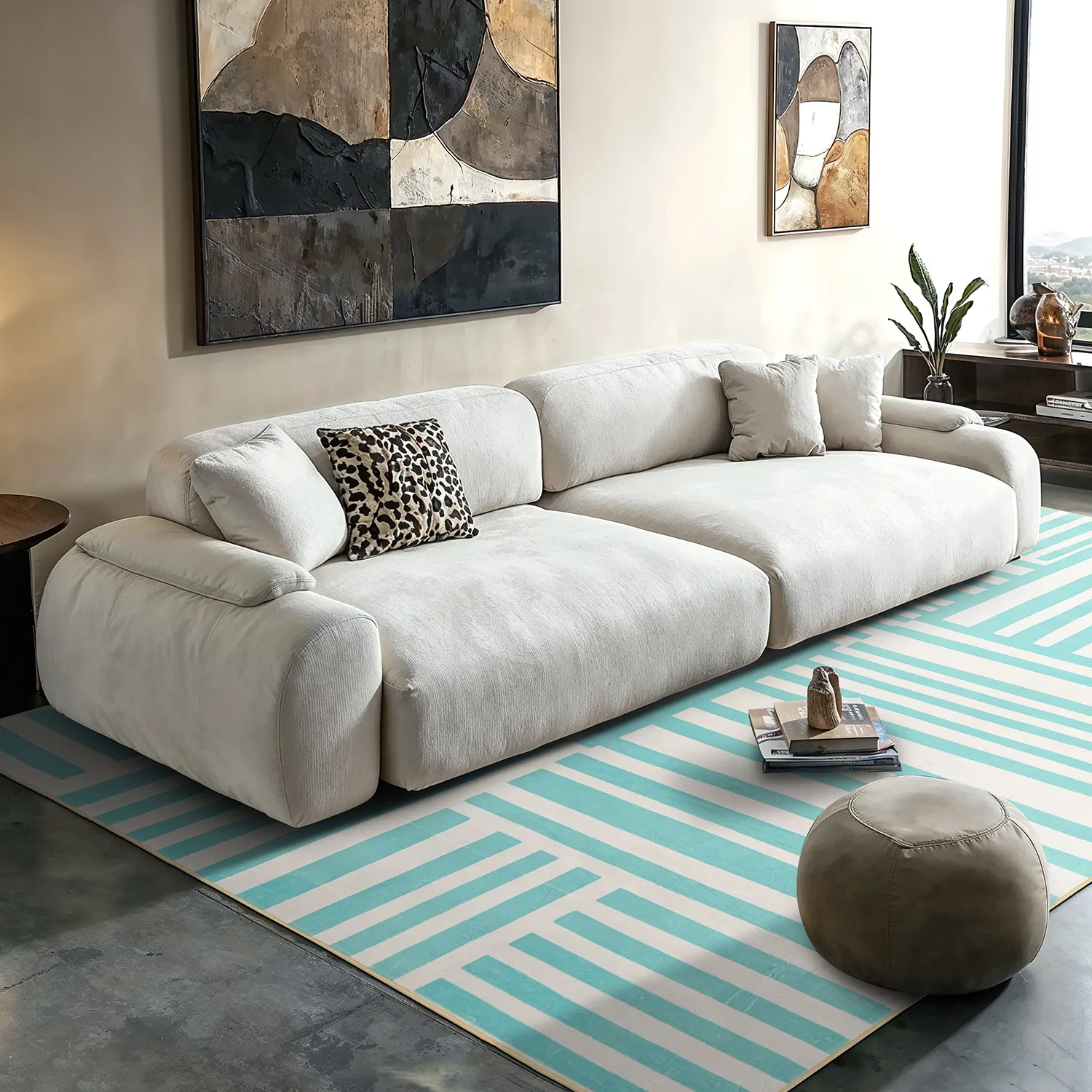 Tapete Wilton - Joma (turquesa/branco)