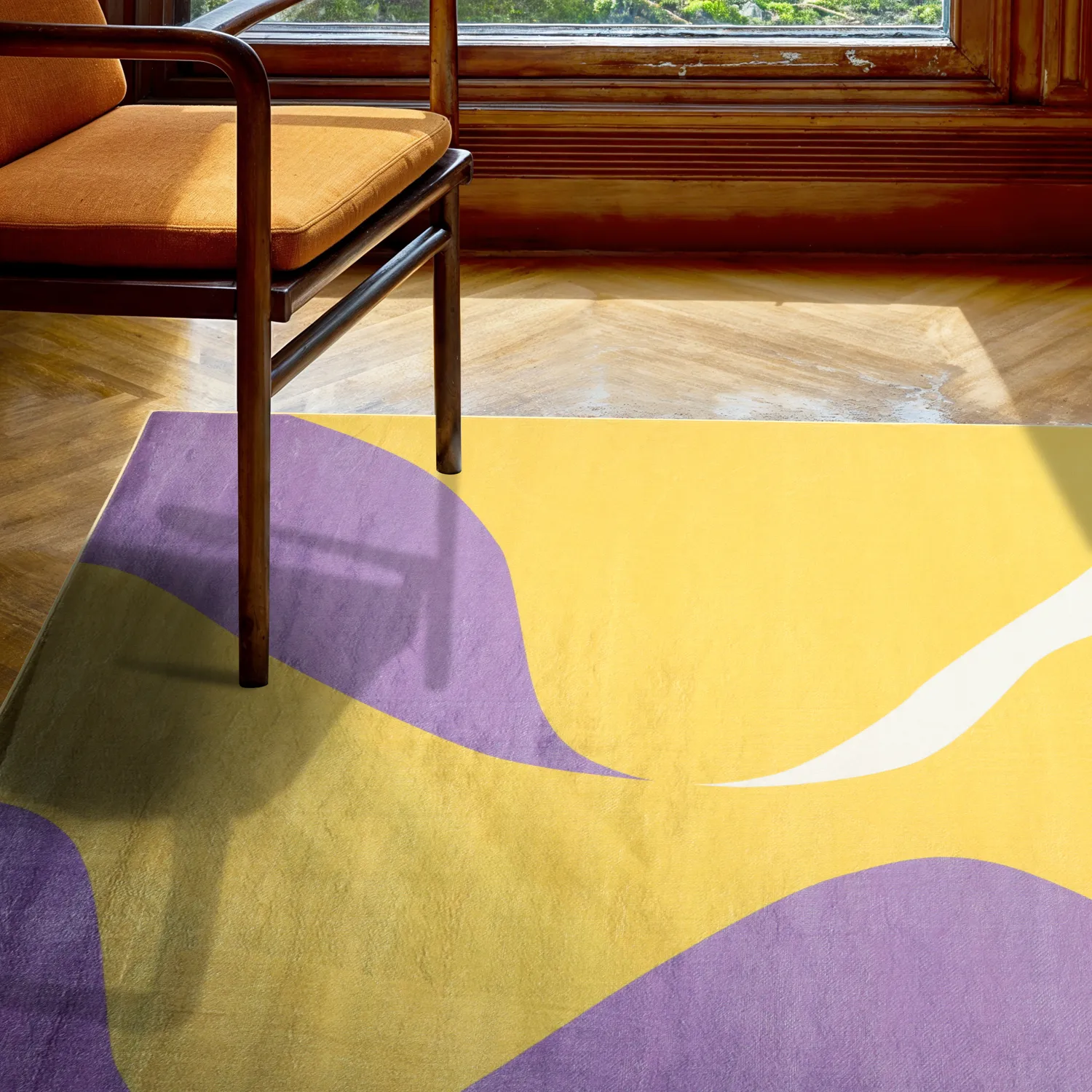 Tapete Wilton - Leiden (amarelo/roxo)