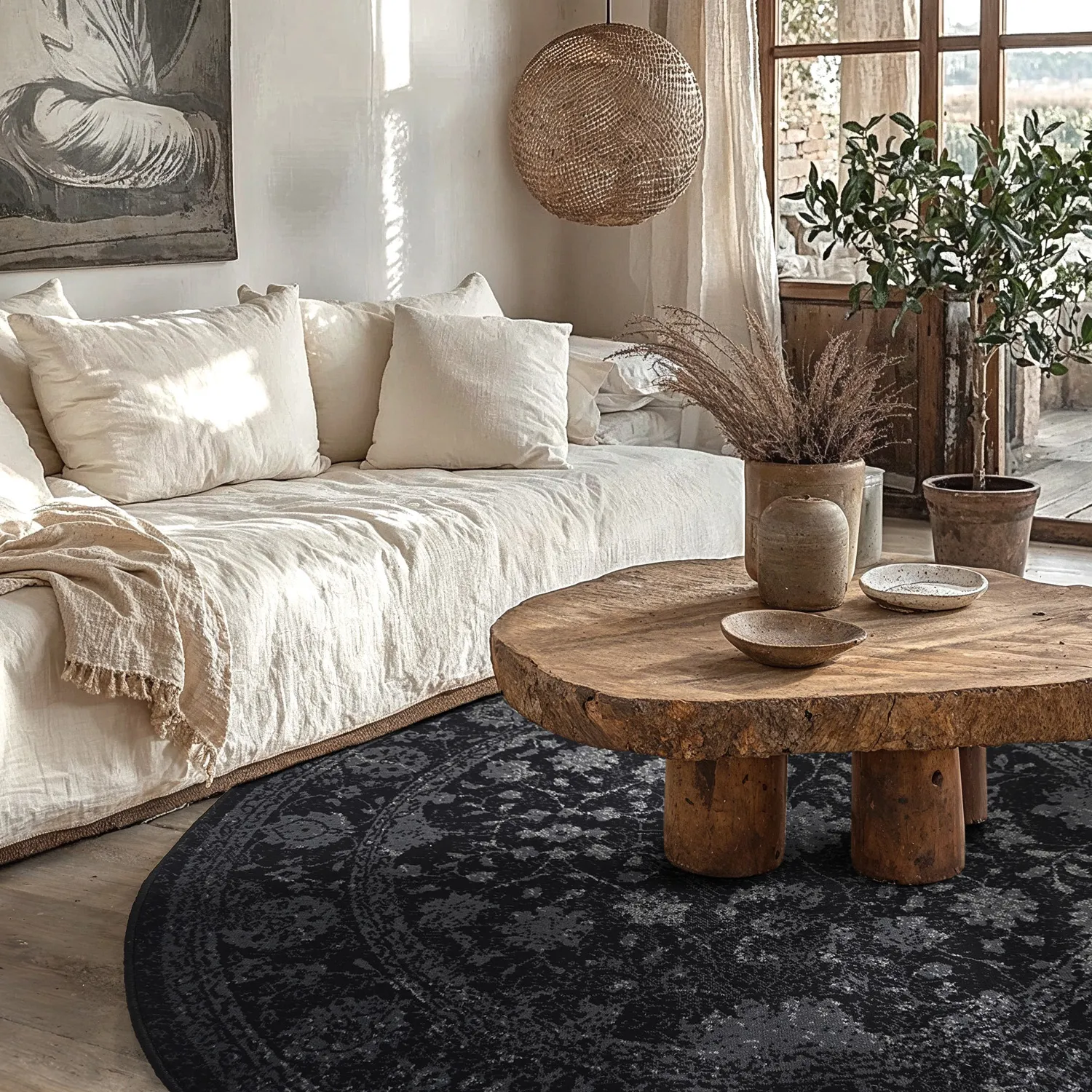 Tapete redondo - Peking Majestic (preto)