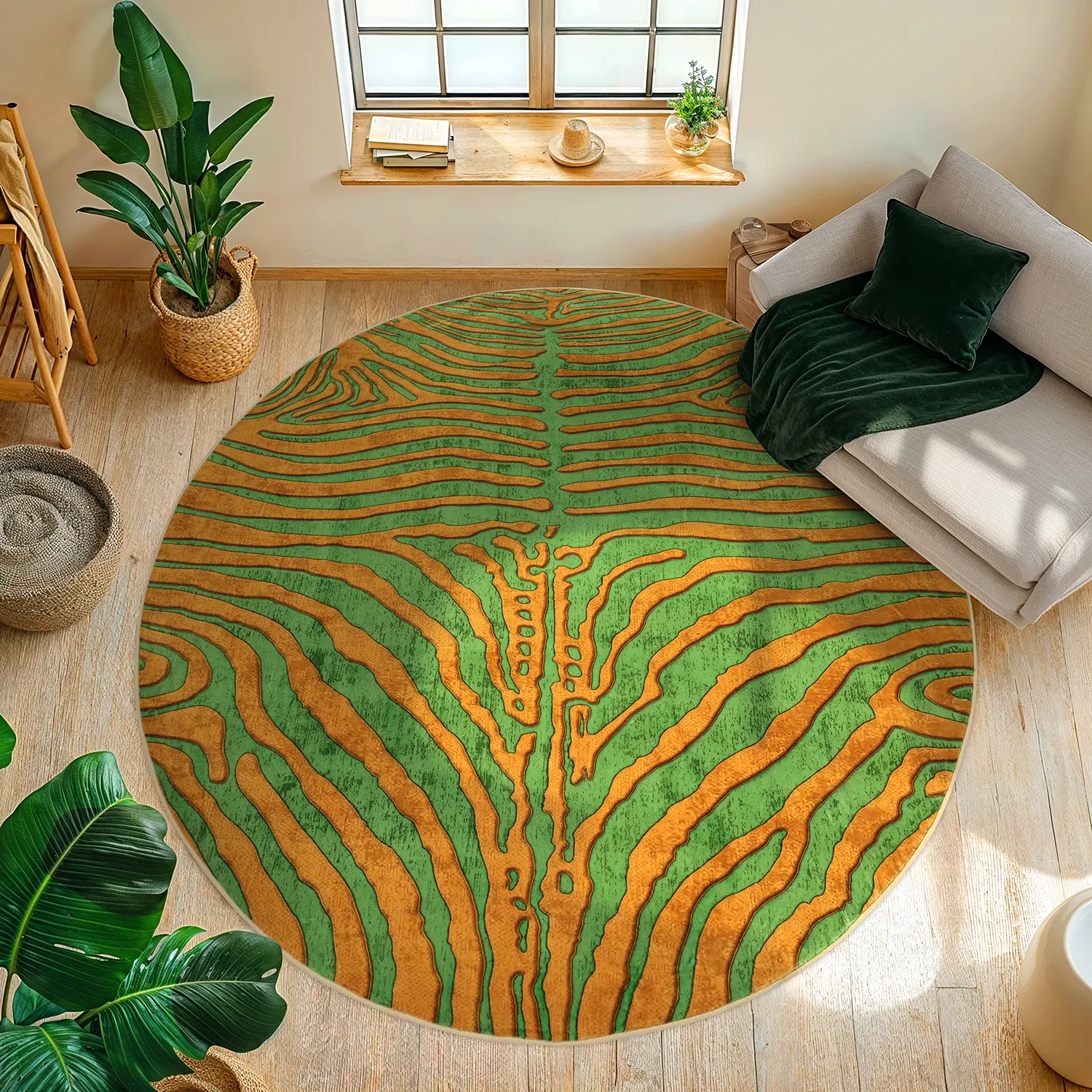 Tapete redondo - Zebra (verde/laranja)