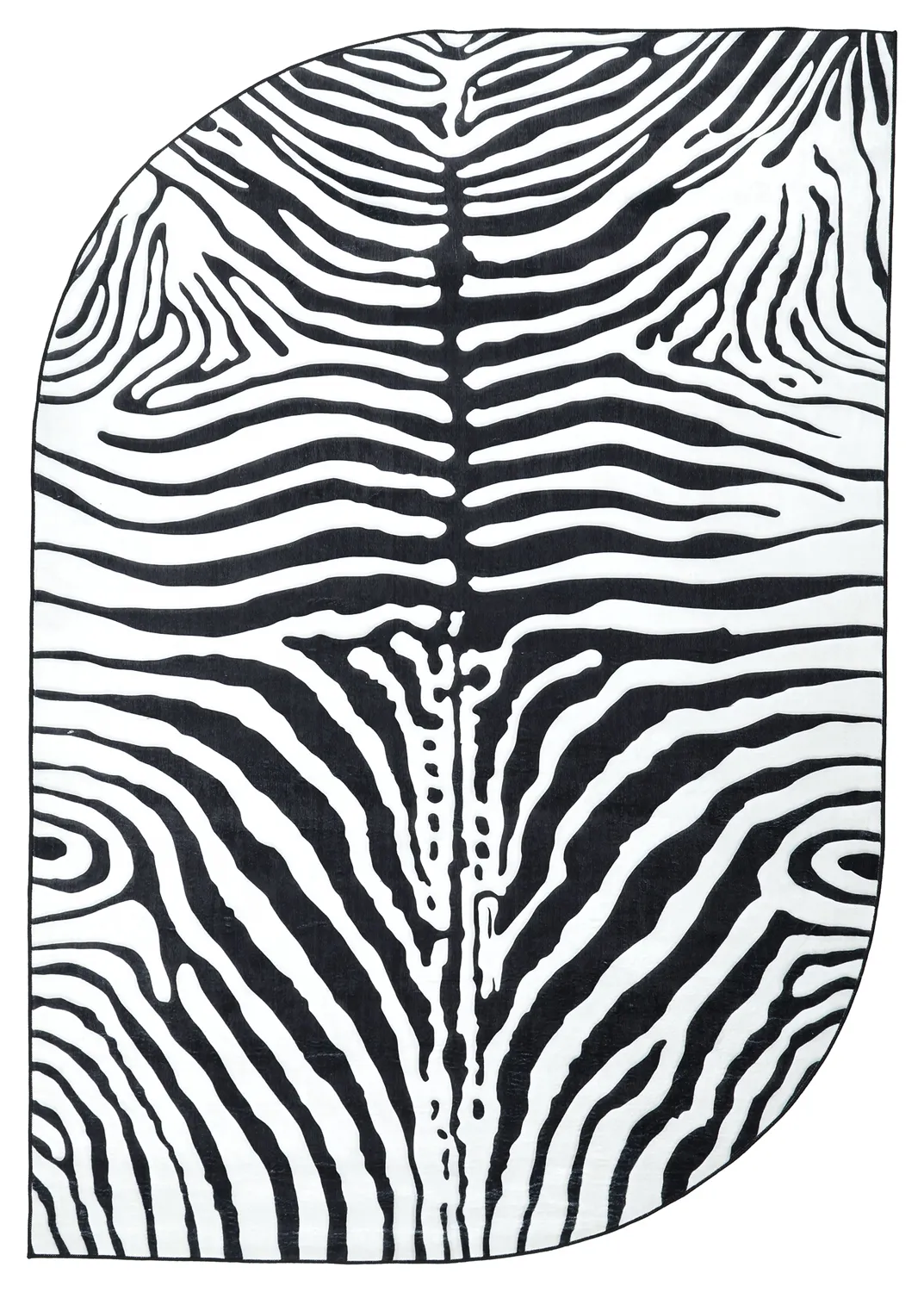Tapete Wilton semioval - Zebra (preto/branco)