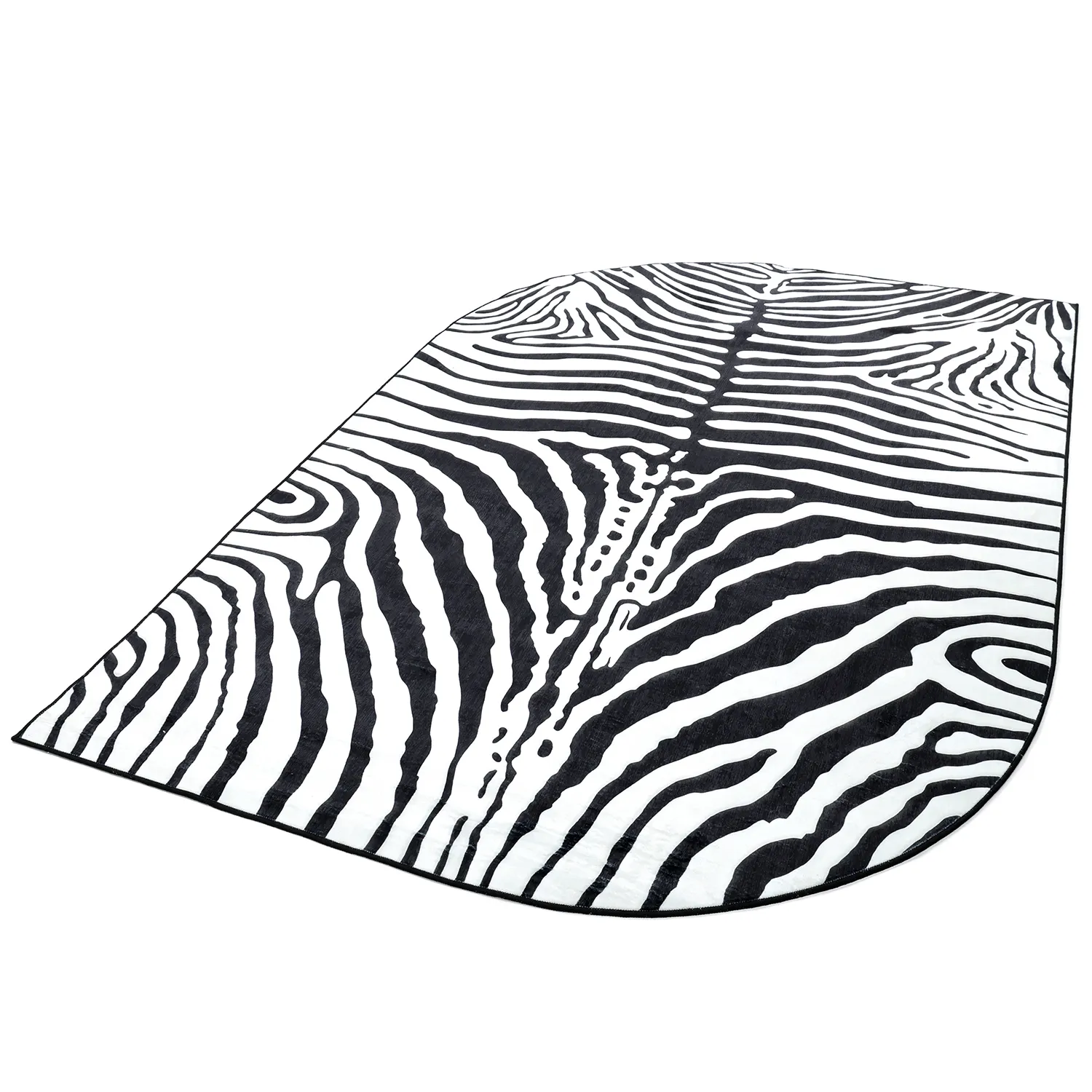 Tapete Wilton semioval - Zebra (preto/branco)