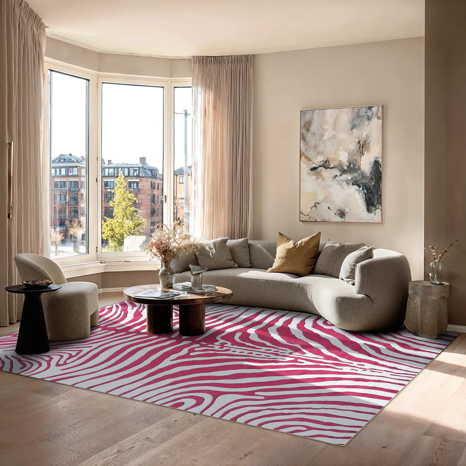 Tapete Wilton - Zebra (rosa)