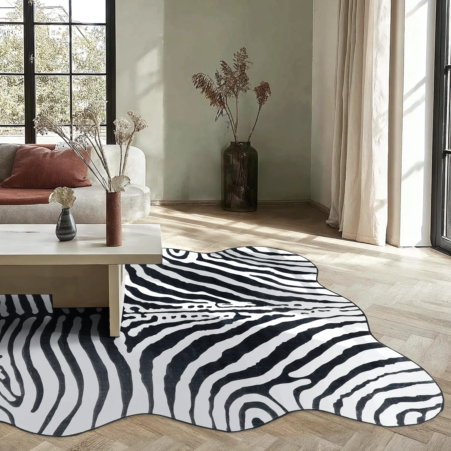Valovita preproga Wilton - Zebra (preto/branco)