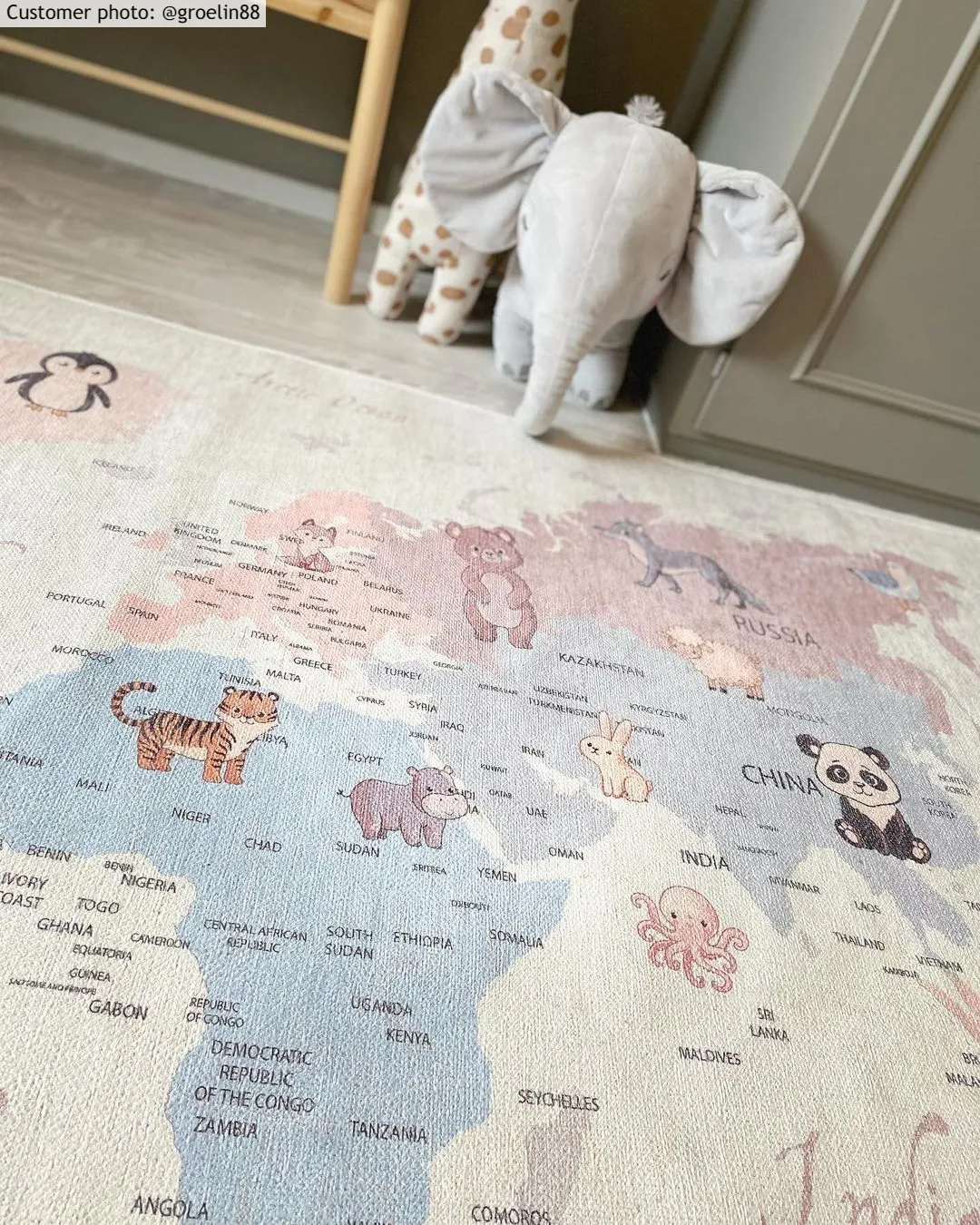 Tapete infantil - Animal Map (bege)