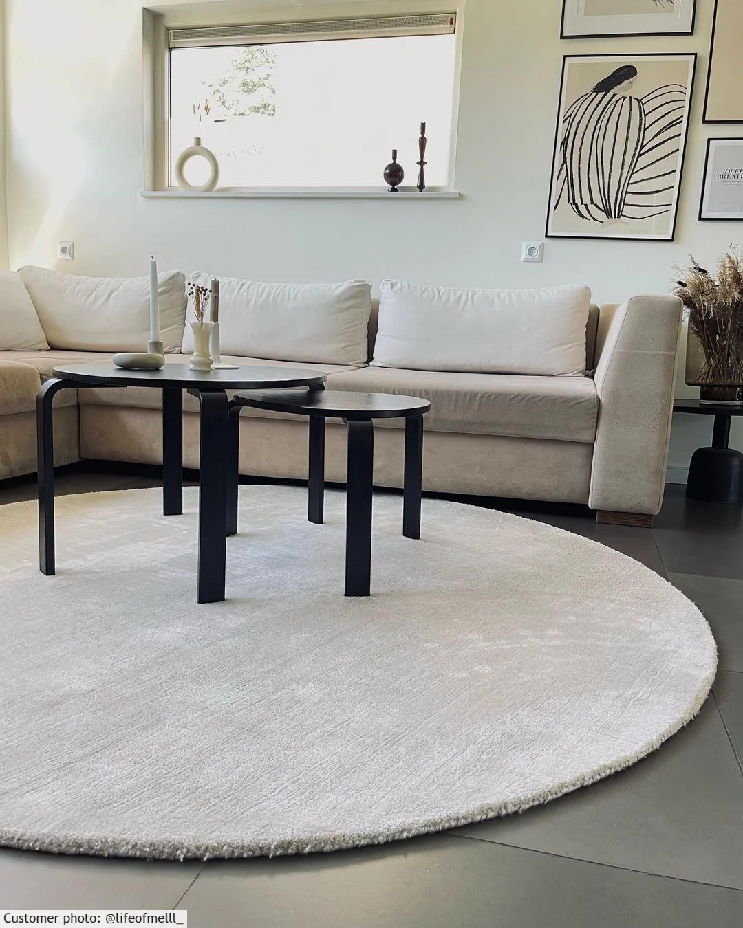 Tapete redondo - Recycled PET with viscose look (offwhite)