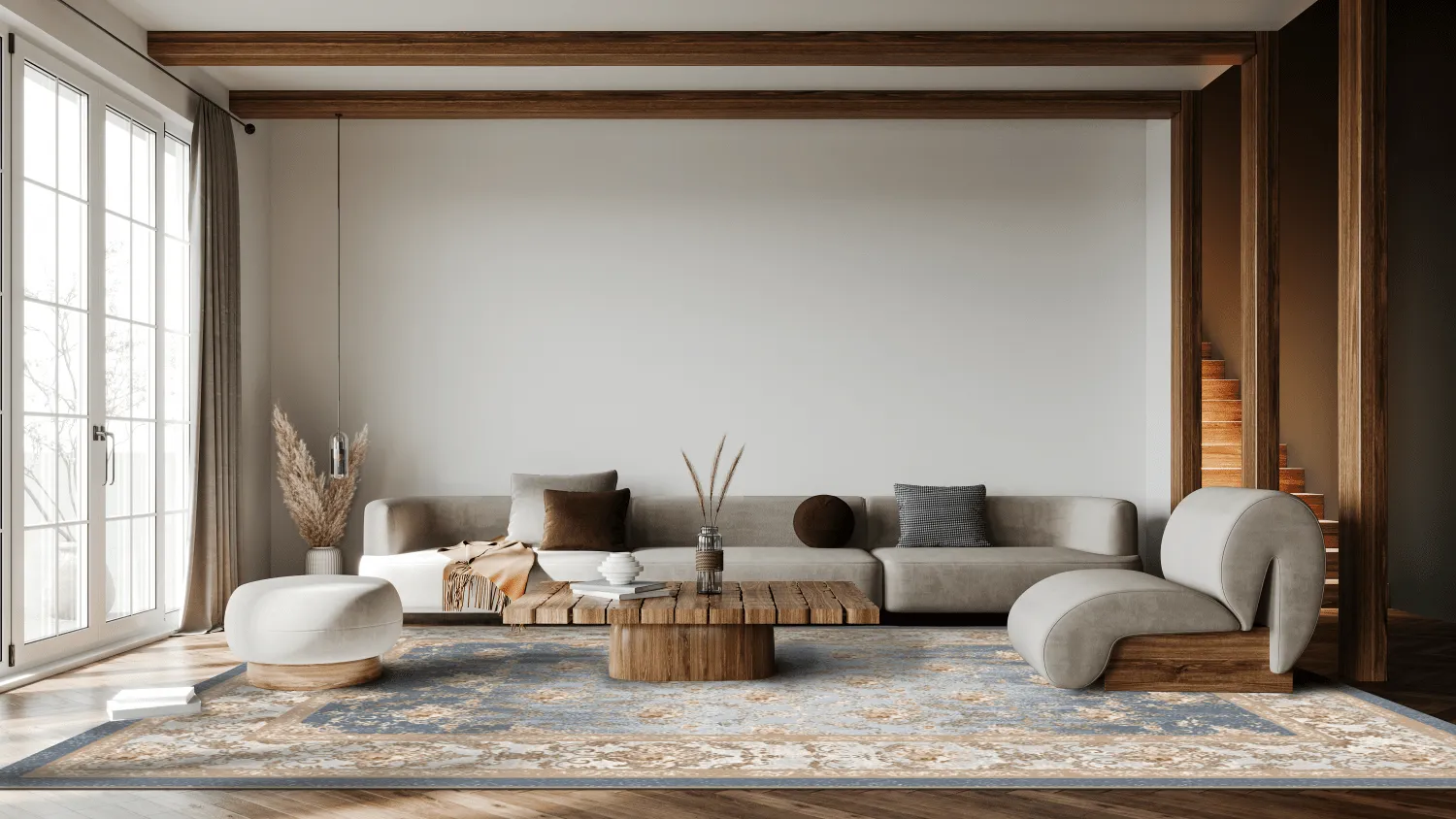 Tapete Wilton - Zafer (cinza/bege)