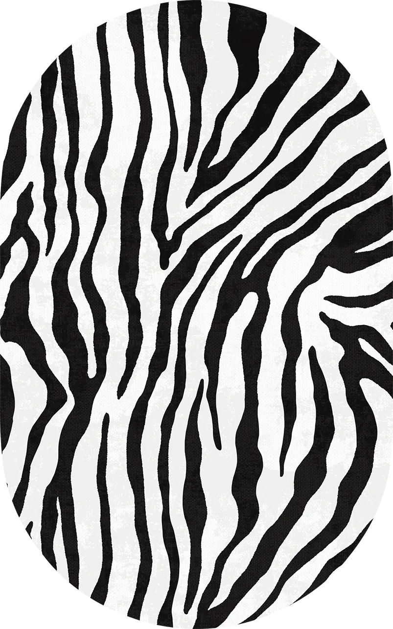 Tapete oval - Zebra (preto/branco)